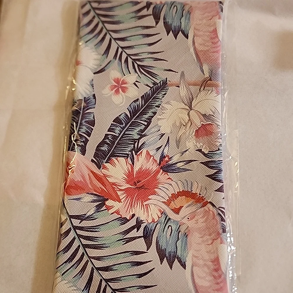 Sunglass EYEGLASS CASE EXTRA LARGE TROPICAL BIRD PATTERN Tension Closure